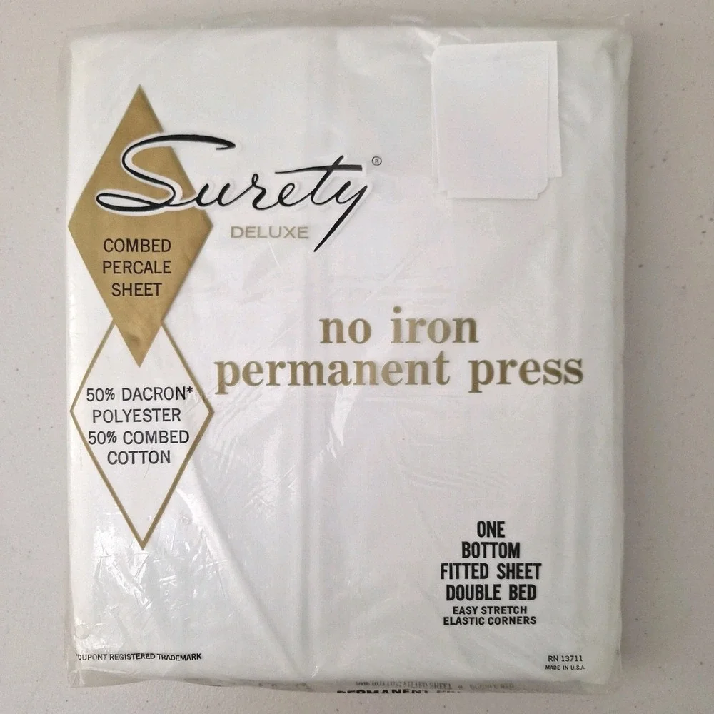 VTG Surety Deluxe No-Iron Perm. Press Combed Percale Double Bottom Fitted Sheet